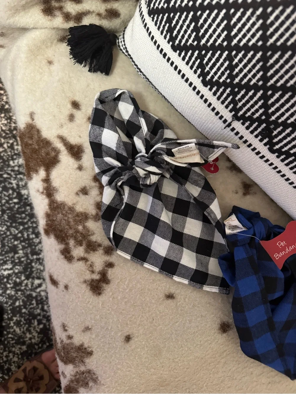 Black & Blue Buffalo Plaid Dog Bandana Set
